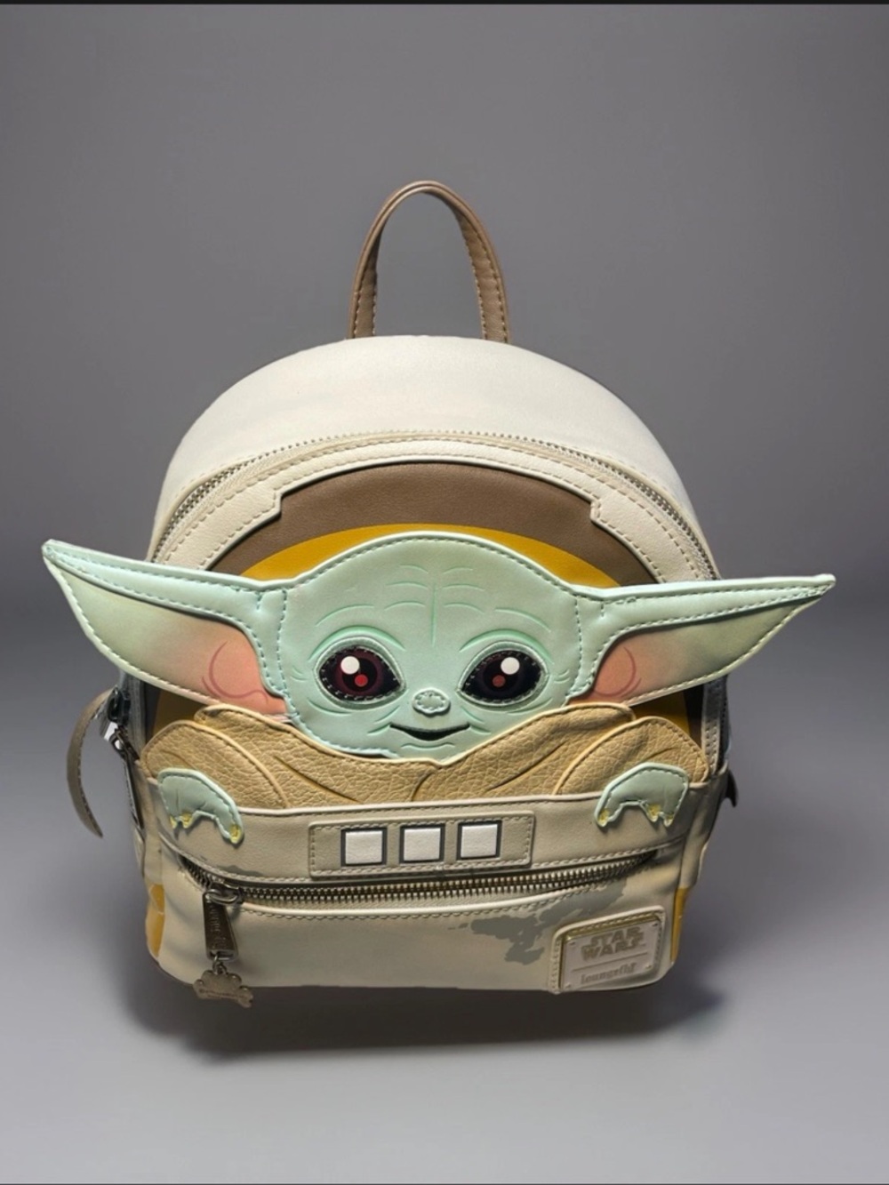 Loungefly Kids' The Child Mini Backpack in Cream, Tan, Mint and Yellow